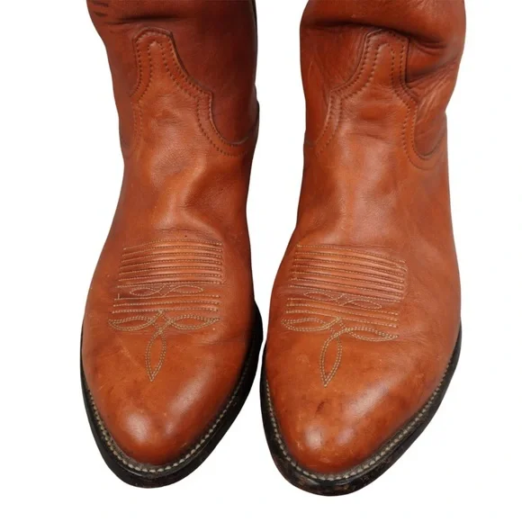 Vintage Tony Lama Leather Cowboy Boots Mens Sz 8.5 EE Brown Style 5084 USA Made - Picture 13 of 15